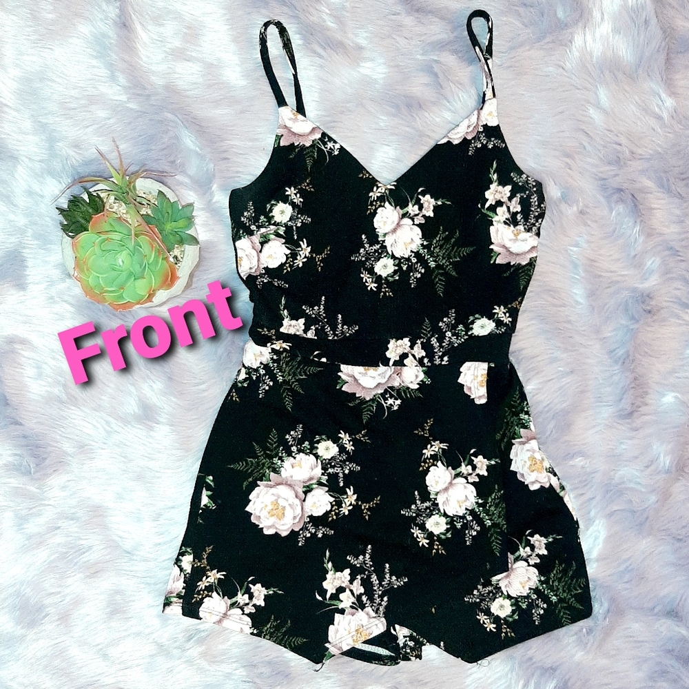 Black floral romper